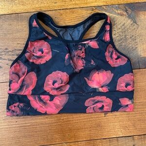 Victoria's Secret Black and Red Floral Sports Bra